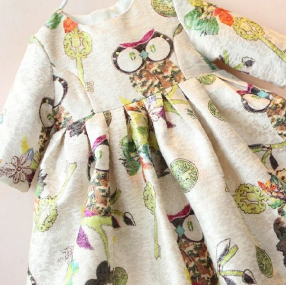 Vintage Appeal Toddler Girl Owl Long Sleeve Dress - Picture 3 of 8